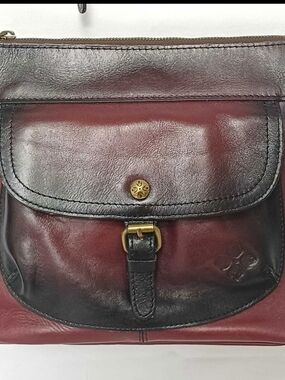 Patricia Nash Tuscania Burgundy & Black Leather Ombre Crossbody Bag
